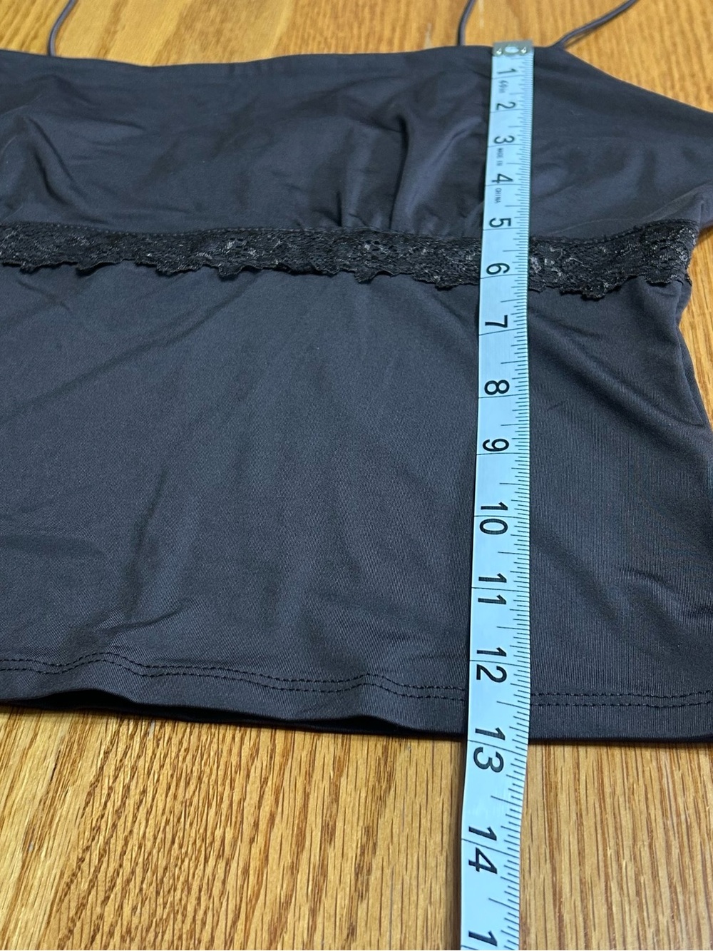 ❤️5 FOR $25❤️ Brown Satin Look Cropped Cami Lace Trim Spaghetti Strap Size M - Picture 8 of 9